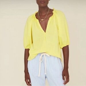 Xirena Jules Top in Bright Yellow Relaxed Cotton Women's Size Small